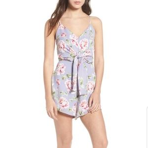 Floral Tie Front Romper by LUSH